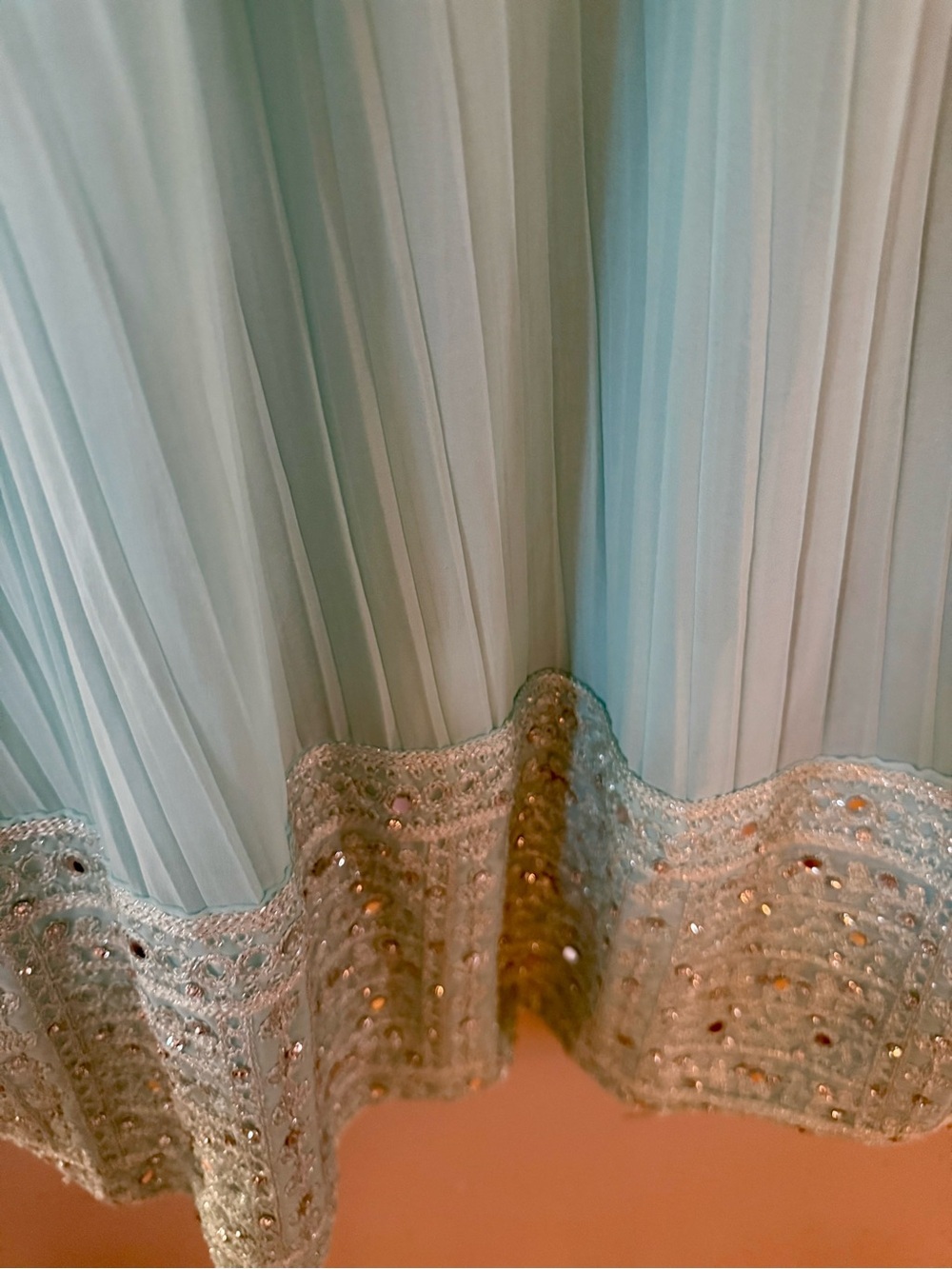 Chadha Fancy Mint Green Mirror Work Anarkali Dress Gown Festive - Picture 2 of 8